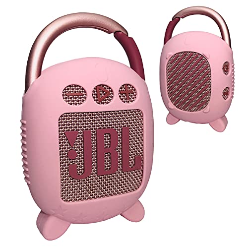 Silikon-Schutzhülle für JBL Clip 4 tragbaren Bluetooth-Lautsprecher, schützende Tragetasche für JBL Clip 4 tragbarer Bluetooth-Lautsprecher, Stand-Up-Halterung (Rosa) von JCHPINE
