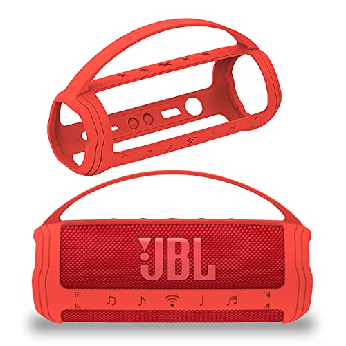 Silikon-Schutzhülle für JBL Flip 6 tragbaren Bluetooth-Lautsprecher, schützende Tragetasche für JBL Flip 6 Lautsprecher-Zubehör (rote Hülle) von JCHPINE