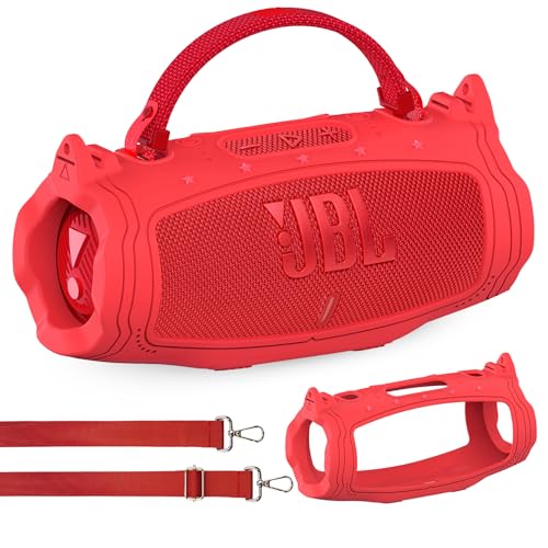 Silikonhülle für JBL Charge 6 Tragbarer Bluetooth-Lautsprecher, Schutzhülle für JBL Charge 6 Pro AI Sound Bluetooth Lautsprecher Zubehör (Rot) von JCHPINE