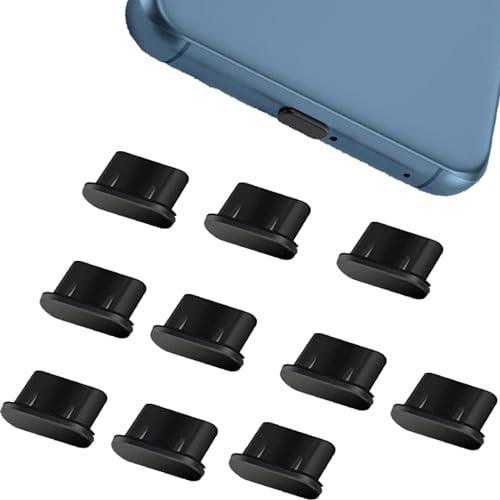 JCKD 10-Stück Schwarzer staubdichte Abdeckung Stecker, USB 3.1 Typ-C Anschluss staubdicht Stecker, passend für Huawei, Xiaomi, Samsung, Smartphones, Tablets und kompatibel mit den meisten Typ-C Ports von JCKD