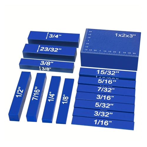 15-teiliges Setup-Block-Höhenmesser-Set, Präzisions-Setup-Stangen aus Aluminium for Zubehör for Oberfräsen und Tischkreissägen, Setup-Stangen for die Holzbearbeitung Hohe Genauigkeit(15pcs Blue) von JCKJWL