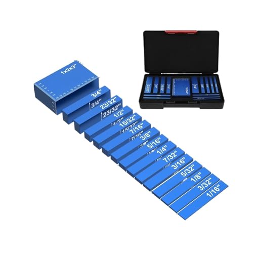 15-teiliges Setup-Blöcke-Höhenmessgerät-Set, metrische Präzisions-Setup-Stangen aus Aluminium for Oberfräsen und Tischkreissägen, Holzbearbeitungs-Fräserwerkzeug Hohe Genauigkeit(Blue) von JCKJWL