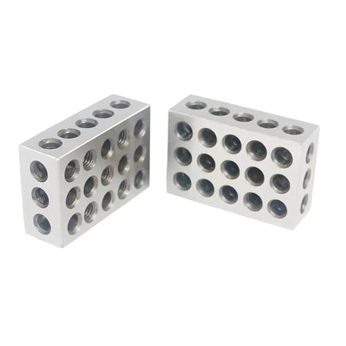2 Stück Präzisionsblöcke aus gehärtetem Stahl, 1-2-3 Blöcke, 0,0001 Zoll, präzise abgestimmtes Maschinist 123 Fräswerkzeug, 23 Löcher, 25–50–75 mm Hohe Genauigkeit(1-2-3 inch) von JCKJWL