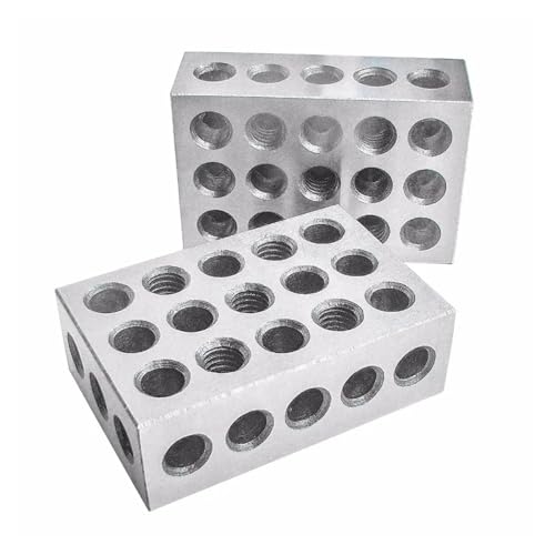 23 Löcher Präzisionsblöcke 25–50–75 mm 1 Paar (2 Stück), Parallelklemmblock-Set, Stahlblock 23 Löcher 1–2–3 Zoll Blockmaß Hohe Genauigkeit(1-2-3 inch) von JCKJWL