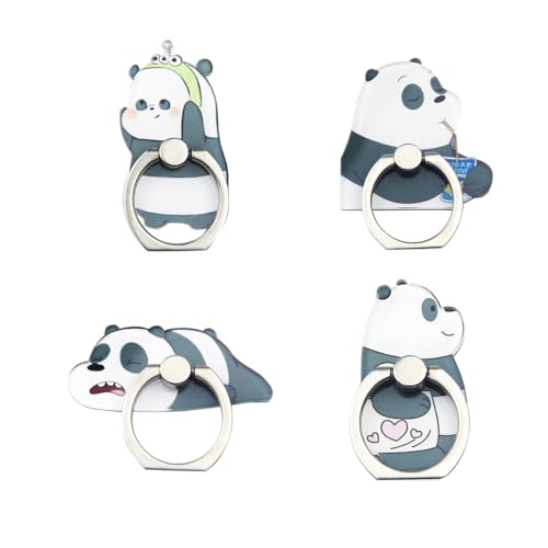 4Stück Handy Ring Halter, Netter Schöner Niedlich Cute Animals Panda Bär, 360° drehbar Finger Ring Griff Stand für Smartphones und Tablets (Panda) von JCSMARTEC