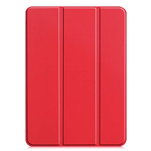 JCTek Lederhülle kompatibel für iPad Pro 11 Zoll 3. Generation 2021, [Unterstützt iPencil Laden] Ganzkörperschutz stoßfest weiche TPU Rückabdeckung mit Auto Sleep/Wake (Rot) von JCTek