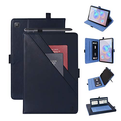 JCTek Schutzhülle für Galaxy Tab S6 Lite 10.4 Zoll (SM-P610/SM-P615) 2020 Release, Flip Folio Premium Leder Smart Stand Schutzhülle mit Kartenfächern Slim blau von JCTek