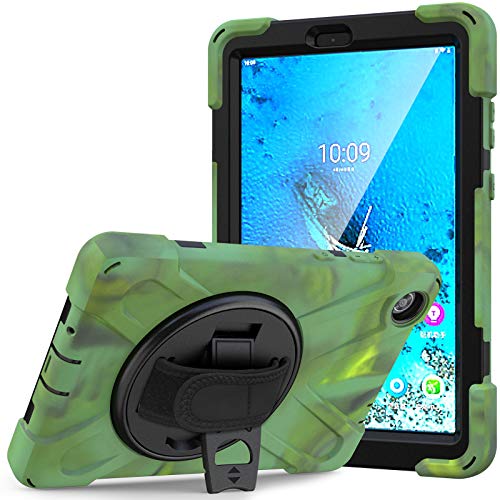 JCTek Schutzhülle für Lenovo Tab M8 20,3 cm (8 Zoll) 2019 Tablet TB-8505F TB-8505X mit Displayschutzfolie, Hybrid Armor Rugged Schutzhülle, Handschlaufe & Schultergurt (Camouflage) von JCTek