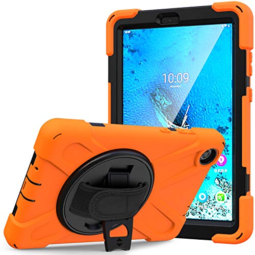 JCTek Schutzhülle für Lenovo Tab M8 20,3 cm (8 Zoll) 2019 Tablet TB-8505F TB-8505X mit Displayschutzfolie, Hybrid Armor Rugged Schutzhülle, Handschlaufe & Schultergurt (Orange) von JCTek