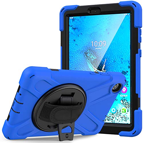 JCTek Schutzhülle für Lenovo Tab M8 20,3 cm (8 Zoll) 2019 Tablet TB-8505F TB-8505X mit Displayschutzfolie, Hybrid Armor Rugged Schutzhülle, Handschlaufe & Schultergurt (blau) von JCTek