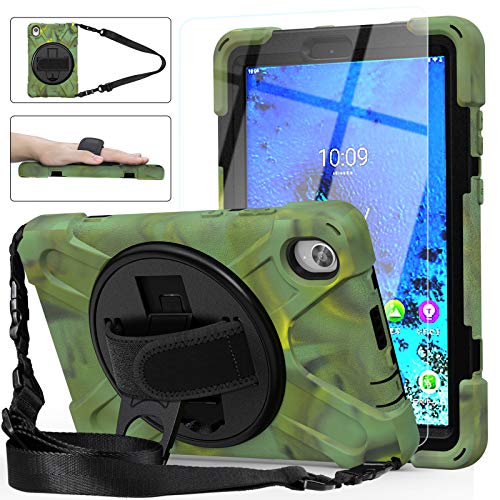 JCTek Schutzhülle für Lenovo Tab M8 20,3 cm (8 Zoll) 2020 Tablet TB-8705F TB-8705N mit Displayschutzfolie, Hybrid Armor robuste Schutzhülle, Handschlaufe und Schultergurt (Camouflage) von JCTek