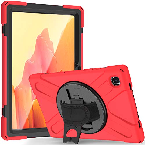 JCTek Schutzhülle für Samsung Galaxy Tab A7 T505 / T500 / T507 10,4 Zoll 2020 Tablet mit Displayschutzfolie, Hybrid Armor Robuste Schutzhülle, Handschlaufe & Schultergurt (rot) von JCTek