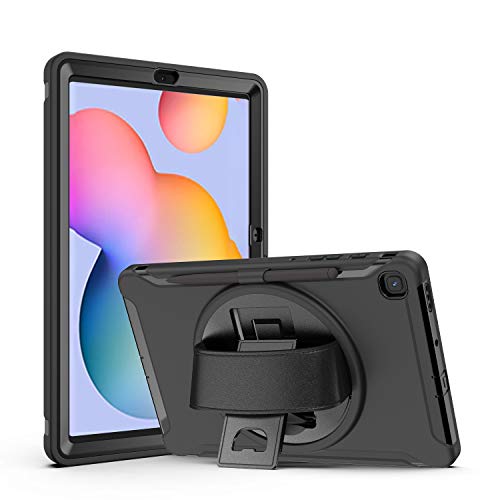 JCTek Schutzhülle für Samsung Galaxy Tab S6 Lite 10,4 Zoll Tablet P610/P615 mit Displayschutzfolie, robuste Handschlaufe, Schutzhülle mit Standfunktion und Stifthalter Schwarz von JCTek