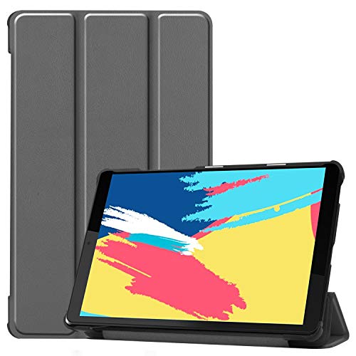 JCTek Slim Case für Lenovo Tab M8 8.0 Zoll Tablet, nur für Modell TB-8505F/TB-8505X/TB-8705F/TB-8705N, dünn, leicht, PU-Leder, dreifach faltbar, mit Standfunktion grau von JCTek