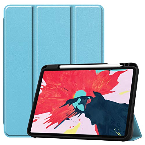 JCTek Slim Case für iPad Pro 11 Zoll Tablet 2020, Stand Schutzhülle, Smart Shell Tri-fold Case mit Bleistifthalter, Ultra Slim Soft TPU Back Cover mit Auto Sleep/Wake Funktion himmelblau von JCTek