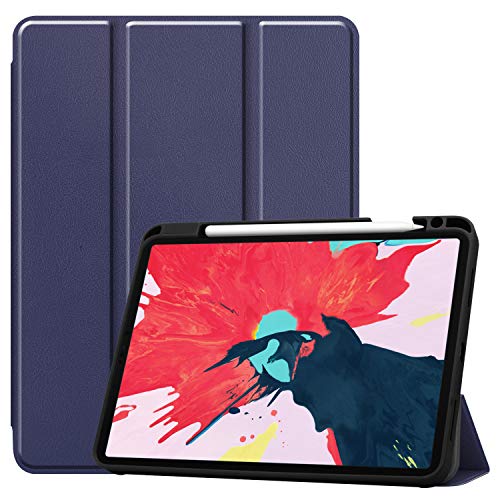 JCTek Slim Case für iPad Pro 11 Zoll Tablet 2020, Stand Schutzhülle, Smart Shell Tri-fold Case mit Bleistifthalter, Ultra Slim Soft TPU Back Cover mit Auto Sleep/Wake Funktion marineblau von JCTek