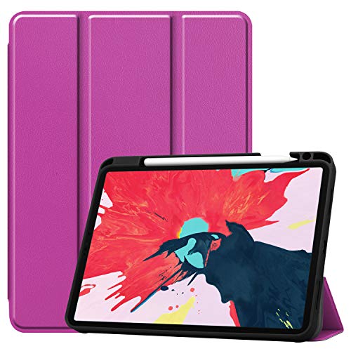 JCTek Slim Case für iPad Pro 11 Zoll Tablet 2020, Stand Schutzhülle, Smart Shell Tri-fold Case mit Bleistifthalter, Ultra Slim Soft TPU Back Cover mit Auto Sleep/Wake Funktion violett von JCTek