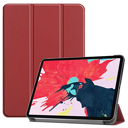 JCTek Slim Case für iPad Pro 11 Zoll Tablet 2020, leicht, Smart Shell, dreifach Faltbarer Ständer, Schutzhülle mit Auto Wake/Sleep-Funktion (unterstützt Apple Pencil magnetisch zum Aufladen) weinrot von JCTek