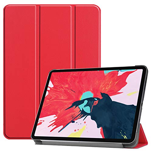 JCTek Slim Case für iPad Pro 11 Zoll Tablet 2020, leicht, Smart Shell, dreifach Faltbarer Ständer, Schutzhülle mit Auto Wake/Sleep-Funktion (unterstützt Apple Pencil magnetisch zum Aufladen) rot von JCTek