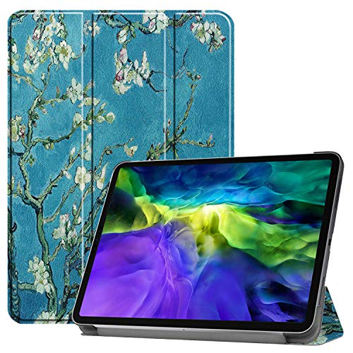 JCTek Slim Case für iPad Pro 11 Zoll Tablet 2020, leicht, Smart Shell, dreifach Faltbarer Ständer, Schutzhülle mit Auto Wake/Sleep-Funktion (unterstützt Pencil magnetisch zum Aufladen) Aprikosenblüte von JCTek