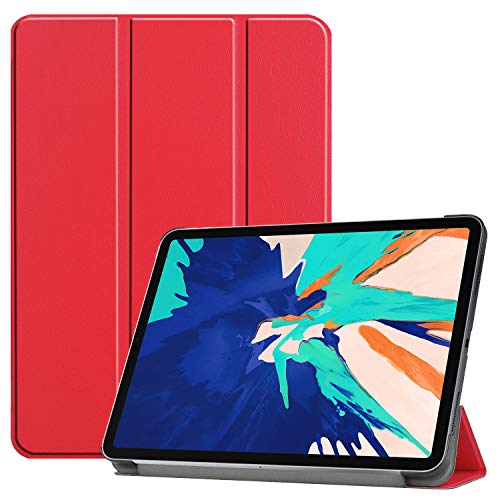 JCTek Slim Case für iPad Pro 12,9 Zoll 2020 4. Generation, Folio Flip Smart Tri-fold Stand Schutzhülle mit Auto Wake/Sleep-Funktion (unterstützt Apple Pencil magnetisch zum Aufladen) rot von JCTek
