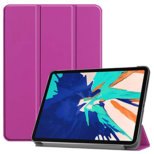 JCTek Slim Case für iPad Pro 12,9 Zoll 2020 4. Generation, Folio Flip Smart Tri-fold Stand Schutzhülle mit Auto Wake/Sleep-Funktion (unterstützt Apple Pencil magnetisch zum Aufladen) violett von JCTek