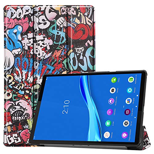 JCTek Slim Lederhülle für Lenovo Smart Tab M10 Plus 10,3 Zoll 2020 Tablet (Moder TB-X606F TB-X606X) Ultra Slim Tri-Fold Stand Shell Case Cover mit Auto Wake & Sleep Graffiti von JCTek