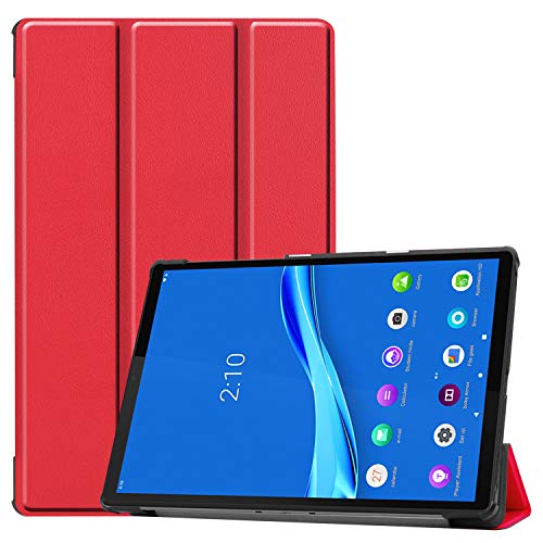 JCTek Slim Lederhülle für Lenovo Smart Tab M10 Plus 10,3 Zoll 2020 Tablet (Moder TB-X606F TB-X606X) Ultra Slim Tri-Fold Stand Shell Case Cover mit Auto Wake & Sleep rot von JCTek