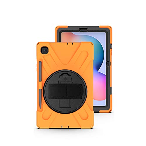 JCTek Stoßfeste Schutzhülle für Galaxy Tab S6 Lite 10,4 Zoll (SM-P610/SM-P615) 2020 Tablet, Hybrid Armor Rugged Schutzhülle mit Stifthalter, Handschlaufe und Schultergurt (Orange Armor) von JCTek