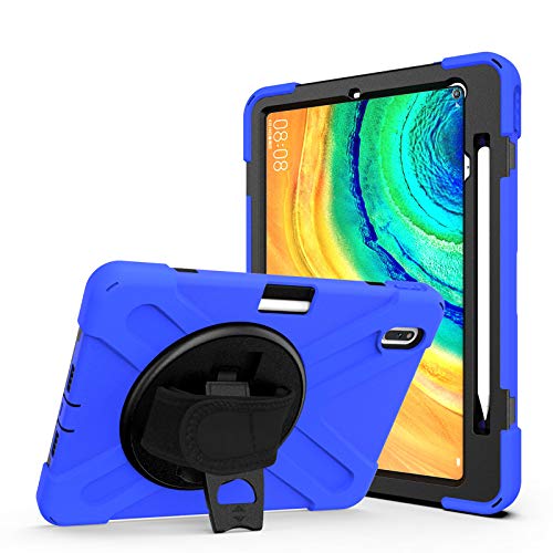 JCTek Stoßfeste Schutzhülle für Huawei MatePad Pro 10,8 Zoll 2019 Tablet, Hybrid Armor robuste Schutzhülle mit eingebautem Stifthalter, Handschlaufe und Schultergurt blau Armor von JCTek