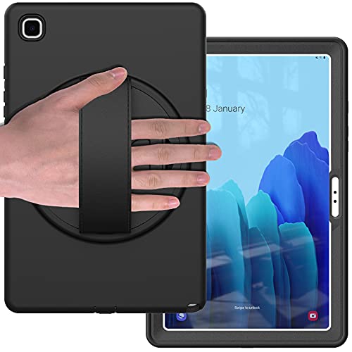 JCTek Stoßfeste Schutzhülle für Samsung Galaxy Tab A7 T505/T500/T507 26,4 cm (10,4 Zoll) 2020 Tablet mit Displayschutzfolie, robuste und langlebige Handschlaufe, Schutzhülle mit Ständer (B-Schwarz) von JCTek