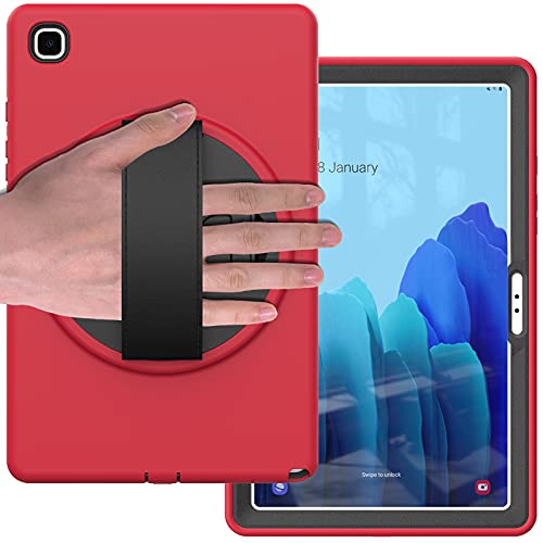 JCTek Stoßfeste Schutzhülle für Samsung Galaxy Tab A7 T505/T500/T507 26,4 cm (10,4 Zoll) 2020 Tablet mit Displayschutzfolie, robuste und langlebige Handschlaufe, Schutzhülle mit Ständer (b-rot) von JCTek
