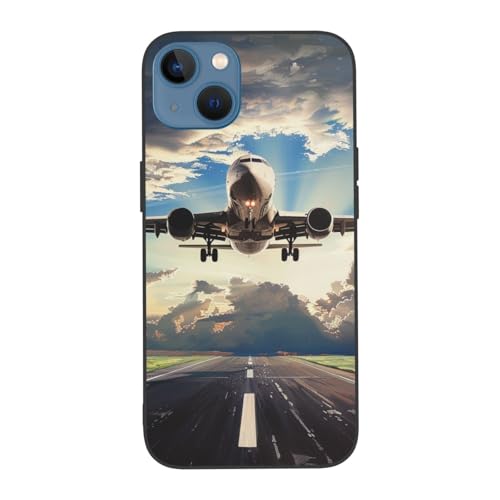 JCVOTREL Flugzeug-bedruckte Handyhülle für iPhone 13 Mini, 13,7 cm (5,4 Zoll), TPU + PC, stoßfest, lustige Handyhülle für iPhone 13 Mini, Anti-Fingerabdruck, vergilbt nicht, Weiß von JCVOTREL