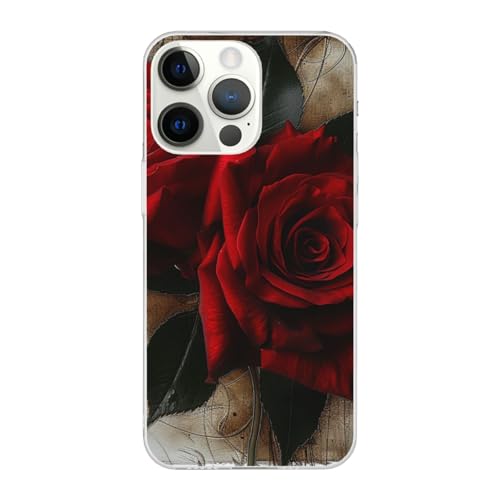 JCVOTREL Gothic Rose 1 bedruckte Handyhülle für iPhone 14 Pro, 15,5 cm (6,1 Zoll), TPU + Acryl, stoßfest, lustig, transparent, schnelles Aufladen, Anti-Fingerabdruck von JCVOTREL