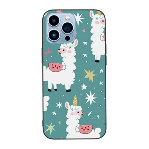 JCVOTREL Schutzhülle für iPhone 13 Pro, 15,5 cm (6,1 Zoll), süßes Lama, TPU + PC, stoßfest, lustige Handyhülle für iPhone 13 Pro, Anti-Fingerabdruck, vergilbt nicht, Weiß von JCVOTREL