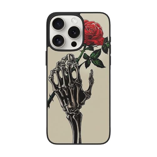 JCVOTREL Schutzhülle für iPhone 15 Pro mit Totenkopf-Motiv, 15,5 cm (6,1 Zoll), stoßfeste PC-Handyhülle mit Objektivschutz, Anti-Fingerabdruck, vergilbt nicht von JCVOTREL