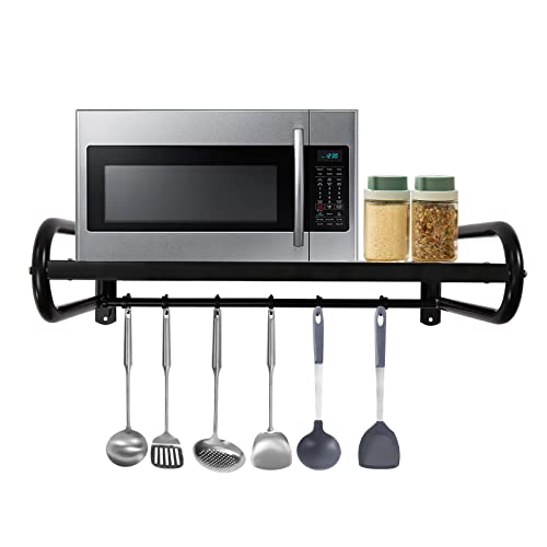 Mikrowellenhalterung Wand, Wandhalterung mit 6 Haken Küche Regal Mikrowellen Halter Mikrowellen Wandregal für Wandhalter Grillofen Kaffeautomaten Küchenutensilien Mikrowellenhalterung Wand, Wandhalterung mit 6 Haken Küche Regal Mikrowellen Halter Mikrowellen Wandregal für Wandhalter Grillofen Kaffeautomaten Küchenutensilien von JDBDU