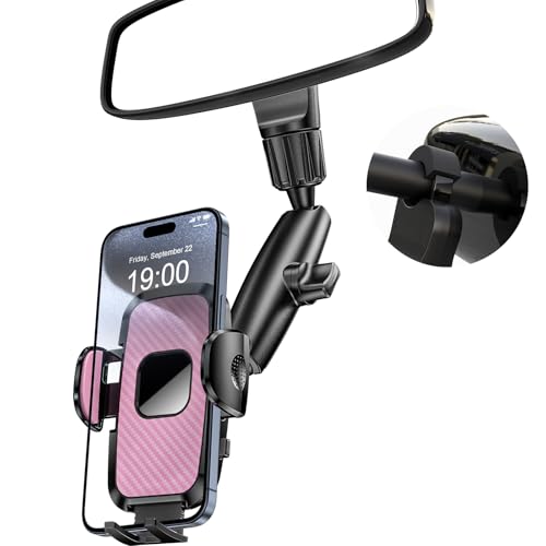 JDHDL Rückspiegel-Handyhalterung, um 360 ° drehbar, kompatibel mit allen 10,2 - 17,8 cm großen iPhone- und Android-Handys (Rosa) von JDHDL