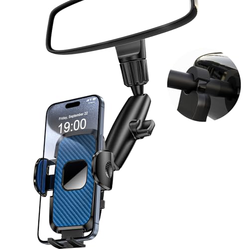 JDHDL Rückspiegel-Handyhalterung, um 360 ° drehbar, kompatibel mit allen 10,2 - 17,8 cm großen iPhone- und Android-Handys (blau) von JDHDL