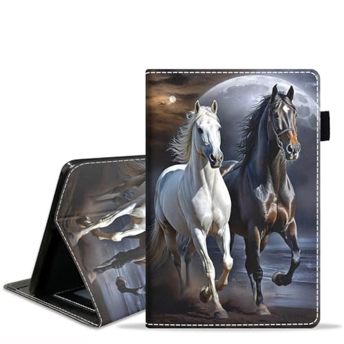 JDHJFBFJNP Schutzhülle für Amazon Kindle Fire 7 Tablet (12. Generation, Version 2022, 17,8 cm (7 Zoll) Display), PU-Leder, Standfunktion, Flip-Cover mit Kartenfach und Stifthalter, Laufpferd von JDHJFBFJNP