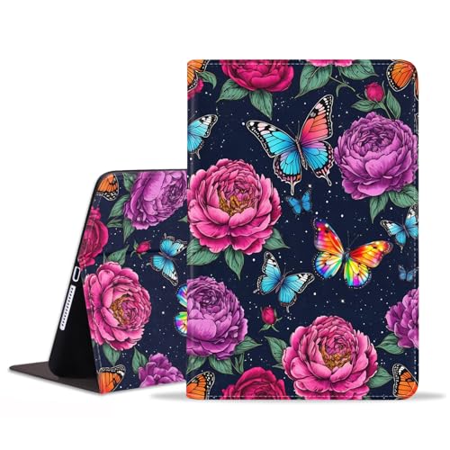 JDHJFBFJNP Schutzhülle für Samsung Galaxy Tab A9 Plus 11 Zoll 2023 Modell (SM-X210/X216/X218), Premium-PU-Leder-Ständer, Folio-Abdeckung mit automatischer Sleep/Wake, Blumen-Schmetterling von JDHJFBFJNP