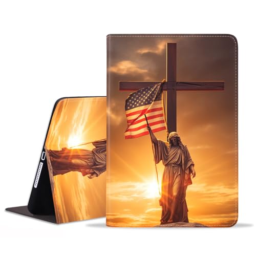 JDHJFBFJNP Schutzhülle für Samsung Galaxy Tab S10 FE+/S10 FE Plus 13,1 Zoll 2025 (Modell: SM-X620/X626B), Premium-PU-Leder-Ständer, Folio-Hülle mit automatischer Sleep/Wake, amerikanische Flagge von JDHJFBFJNP