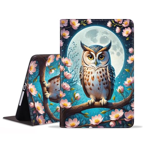 JDHJFBFJNP Schutzhülle für Samsung Galaxy Tab S10 FE+/S10 FE Plus 13,1 Zoll 2025 (Modell: SM-X620/X626B), Premium PU Leder Stand Folio Cover mit Auto Sleep/Wake, Eule unter dem Mond von JDHJFBFJNP