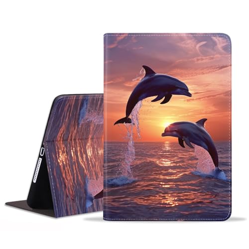 JDHJFBFJNP Schutzhülle für iPad (A16) 11. Generation 11 Zoll 2025, iPad 10. Generation 10,9 Zoll 2022, Premium PU Leder Stand Folio Cover mit Auto Sleep/Wake, Delfin von JDHJFBFJNP