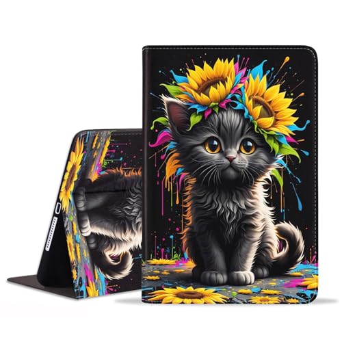 JDHJFBFJNP Schutzhülle für iPad 5. / 6. Generation (9,7 Zoll, 2017/2018), iPad Air/iPad Air 2, Premium-PU-Leder, Standfunktion, Folio-Hülle mit automatischer Sleep/Wake-Funktion, niedliche schwarze von JDHJFBFJNP