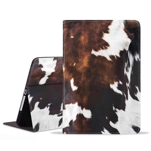 JDHJFBFJNP Schutzhülle für iPad Air 13 Zoll (M2) 2024/iPad Pro 12,9 Zoll 6./5./4./3. Generation 2022/2021/2020/2018, Premium PU Leder Stand Folio Cover mit Auto Sleep/Wake, Braun Kuh Print von JDHJFBFJNP
