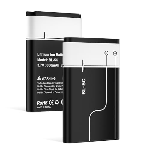 2 Stück BL-5C Akku, 3000mAh Neue verbesserte 3.7V Li-Ion Ersatzbatterie mit höherer Kapazität für Haushaltsradio, bt Lautsprecher, Kamera 2 Stück BL-5C Akku, 3000mAh Neue verbesserte 3.7V Li-Ion Ersatzbatterie mit höherer Kapazität für Haushaltsradio, bt Lautsprecher, Kamera von JDIRLDL