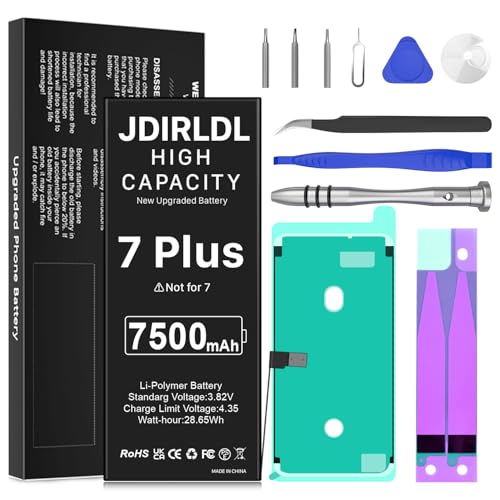 7500mAh Akku für 7 Plus, Ultra-high Capacity 0 Cycle Ersatzakku kompatibel mit 7 Plus A1784/A1785/A1661 und EIN komplettes professionelles Reparatur Tool Kit 7500mAh Akku für 7 Plus, Ultra-high Capacity 0 Cycle Ersatzakku kompatibel mit 7 Plus A1784/A1785/A1661 und EIN komplettes professionelles Reparatur Tool Kit von JDIRLDL