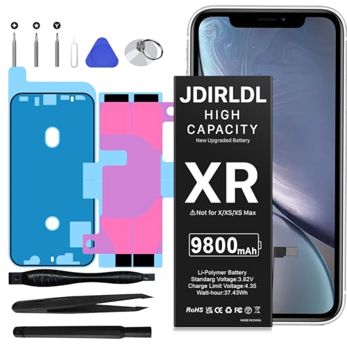 9800mAh Akku für iPhone XR, Ultra-high Capacity 0 Cycle Ersatzakku kompatibel mit iPhone XR A1984/A2105/A2106/A2108 und EIN komplettes professionelles Reparatur Tool Kit 9800mAh Akku für iPhone XR, Ultra-high Capacity 0 Cycle Ersatzakku kompatibel mit iPhone XR A1984/A2105/A2106/A2108 und EIN komplettes professionelles Reparatur Tool Kit von JDIRLDL