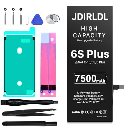 JDIRLDL 7500mAh Akku für iPhone 6S Plus, Ultra-high Capacity 0 Cycle Ersatzakku für iPhone 6S Plus A1634, A1687, A1699 und EIN komplettes professionelles Reparatur Tool Kit JDIRLDL 7500mAh Akku für iPhone 6S Plus, Ultra-high Capacity 0 Cycle Ersatzakku für iPhone 6S Plus A1634, A1687, A1699 und EIN komplettes professionelles Reparatur Tool Kit von JDIRLDL